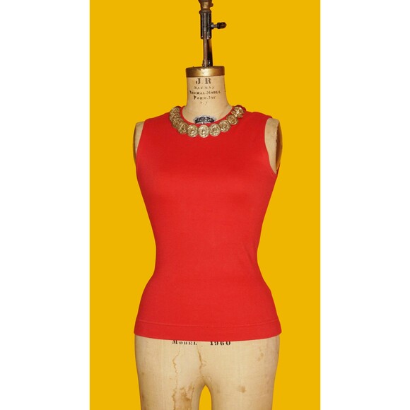 1990s MOSCHINO CHEAP and CHIC Red Noisemaker Tank Top Coin Trim. XS-S - Picture 2 of 10
